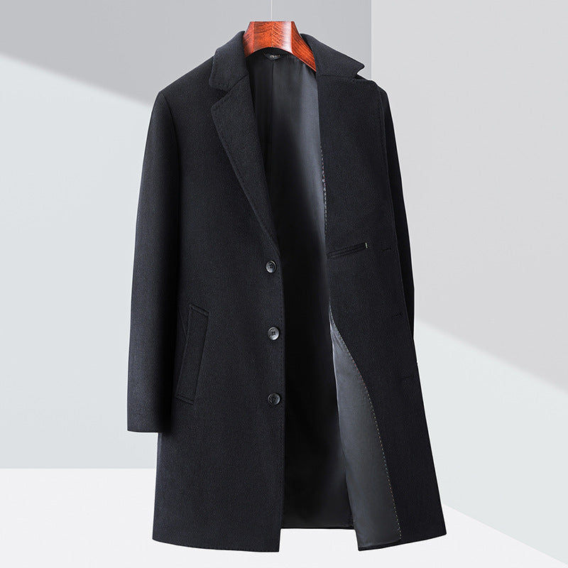 Men's Business Casual Woolen Trench Coat