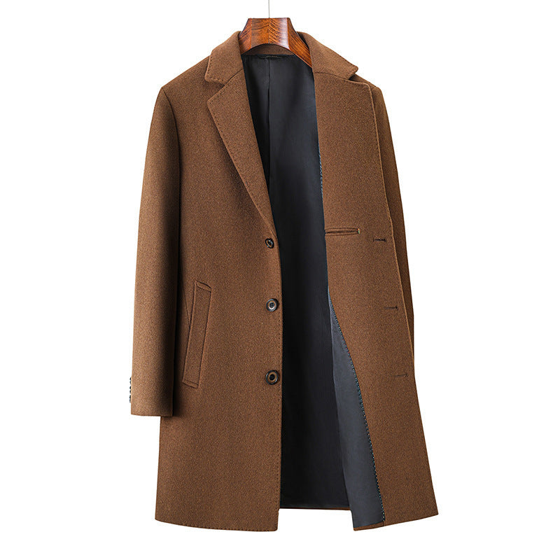Men's Business Casual Woolen Trench Coat